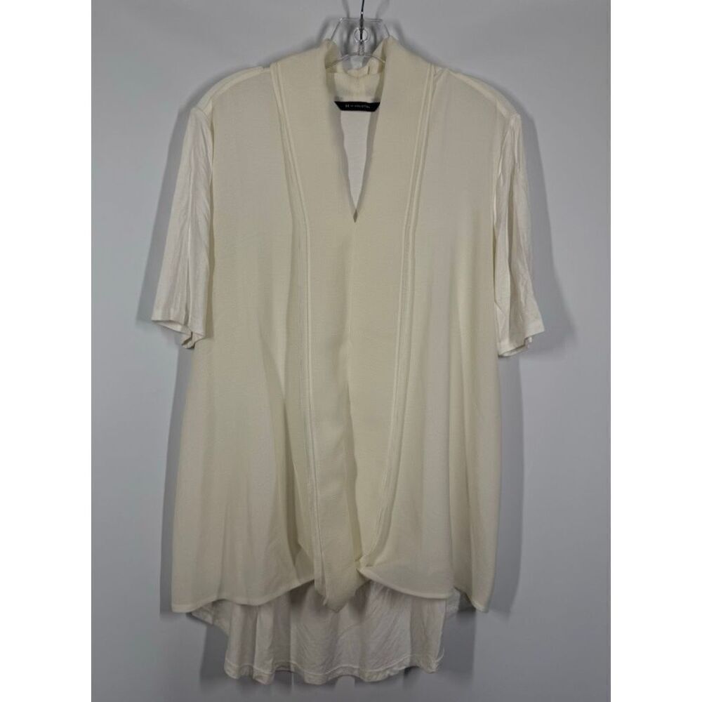 Box 1 H by Halston high low cream blouse size medium